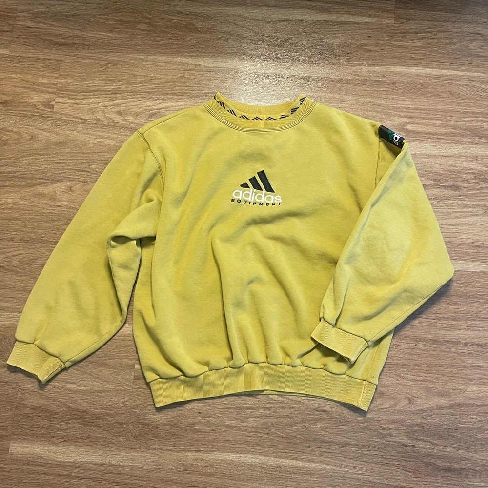 Vintage Adidas EQT logo crewneck Equipment 90’s Yeezy Ochre Mustard Yellow Large